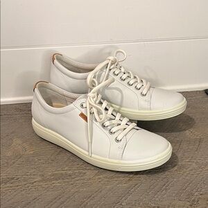 ECCO Soft 7 Sneakers White Leather Lace Up - Size EU 39/US 8-8.5